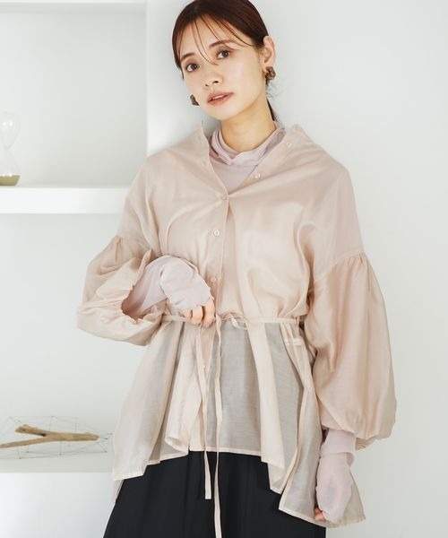 mysty woman（ミスティウーマン）の「シアーバルーンスリーブシャツ　186266（シャツ/ブラウス・レディース・ピンク/グリーン/ライトベージュ・FREE）」の7枚目の写真