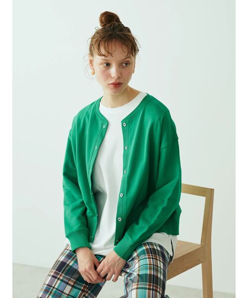 AMERICAN HOLIC（アメリカンホリック）の「リングドット裏毛カーディガン（カーディガン/ボレロ・レディース・レッド/ブルー/グリーン/アイボリー・M/L）」の5枚目の写真