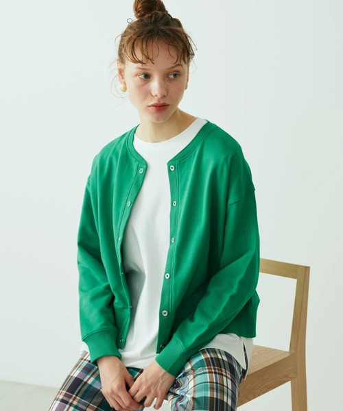 AMERICAN HOLIC（アメリカンホリック）の「リングドット裏毛カーディガン（カーディガン/ボレロ・レディース・レッド/ブルー/グリーン/アイボリー・M/L）」の2枚目の写真