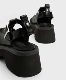 CHARLES&KEITH バックルダブルストラップスリングバックサンダル CHARLES & KEITH｜バックル ダブルストラップスリングバック