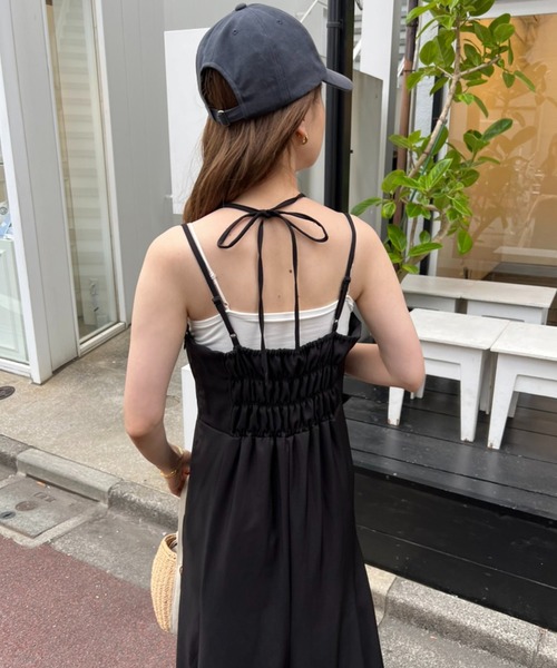 one after another NICE CLAUP（ワンアフターアナザーナイスクラップ）の「キャミソールワンピース（ワンピース・レディース・ブラック・MEDIUM）」の7枚目の写真