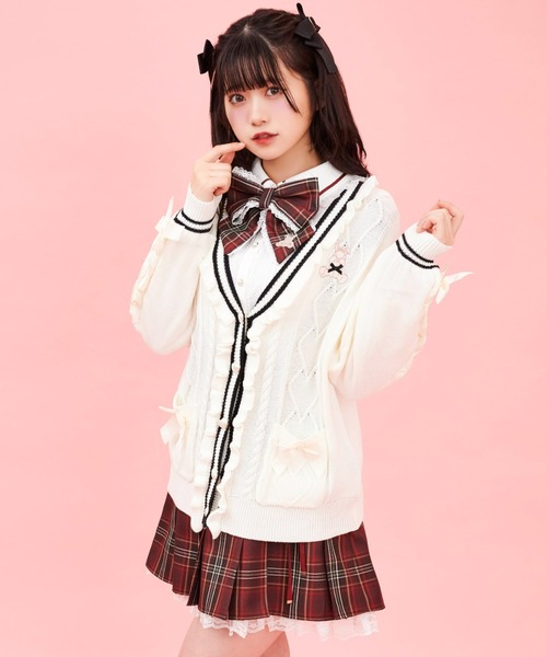 Secret Honey(シークレットハニー)の「うさぎ刺繍ケーブルビッグカーディガン(カーディガン/ボレロ・レディース・グレー/オフホワイト/ピンク/ホワイト系その他・FREE)」の11枚目の写真