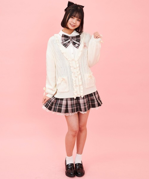 Secret Honey(シークレットハニー)の「うさぎ刺繍ケーブルビッグカーディガン(カーディガン/ボレロ・レディース・グレー/オフホワイト/ピンク/ホワイト系その他・FREE)」の9枚目の写真