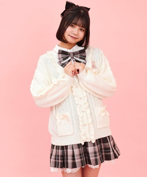 Secret Honey(シークレットハニー)の「うさぎ刺繍ケーブルビッグカーディガン(カーディガン/ボレロ・レディース・グレー/オフホワイト/ピンク/ホワイト系その他・FREE)」の5枚目の写真