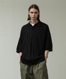 SLICK | ジオメトリックレースニットポロ(ポロシャツ)