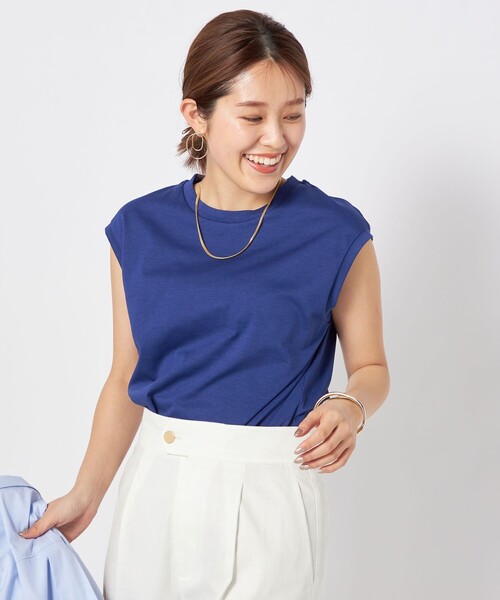 NOLLEY’S（ノーリーズ）の「【WEB限定カラーあり】5C BASIC ノースリーブTシャツ（Tシャツ/カットソー・レディース・ロイヤルブルー/ホワイト/ホワイト系その他5/チャコールグレー/キャメル/ピンク/ブラック・36/38）」の6枚目の写真