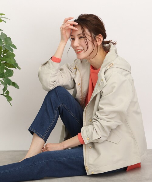 DRESKIP（ドレスキップ）の「◆【ゴールドパーツでレディな仕上がり】撥水マウンテンパ－カー（ブルゾン・レディース・ナチュラル/カーキ/ネイビー/サンドベージュ・02/03/04）」の3枚目の写真