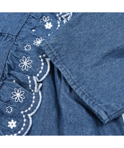 SLAP SLIP(スラップスリップ)の「SLAPSLIP/【お揃い】コットンフリル刺繍7分袖デニムワンピース(80~130cm)(ワンピース・キッズ・ブルー/ネイビー・130/110/120/80/90/100)」の13枚目の写真