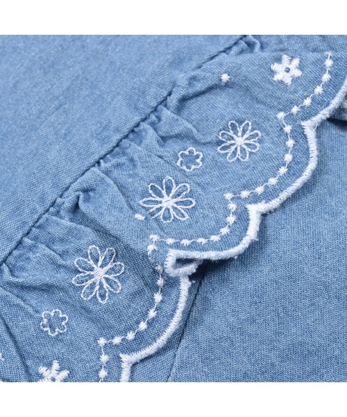 SLAP SLIP(スラップスリップ)の「SLAPSLIP/【お揃い】コットンフリル刺繍7分袖デニムワンピース(80~130cm)(ワンピース・キッズ・ブルー/ネイビー・130/110/120/80/90/100)」の17枚目の写真