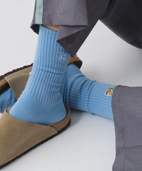 WHIMSIC（ウィムジック）の「【UNISEX】スーベニアソックス（ソックス/靴下・メンズ・パープル/ホワイト/ピンク/グレー/ブルー・FREE）」の9枚目の写真