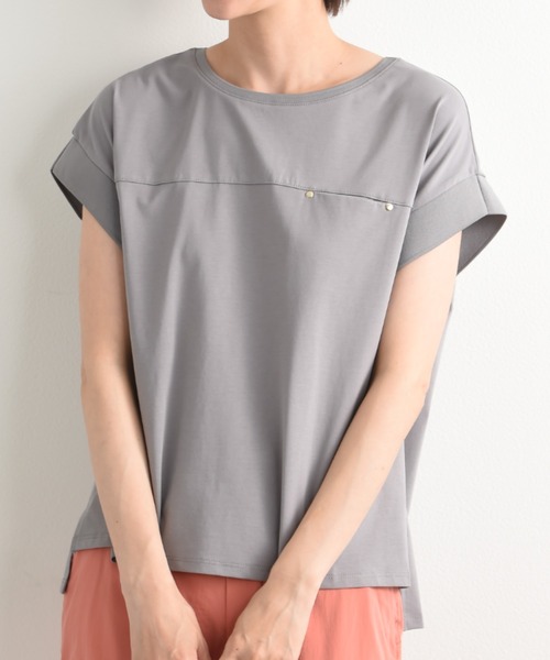 INTERPLANET(インタープラネット)の「【速乾】ドライコットンリブスリーブプルオーバー(Tシャツ/カットソー・レディース・ホワイト/ブラック/グレー・FREE)」の3枚目の写真
