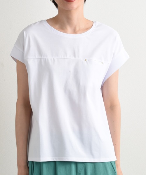 INTERPLANET(インタープラネット)の「【速乾】ドライコットンリブスリーブプルオーバー(Tシャツ/カットソー・レディース・ホワイト/ブラック/グレー・FREE)」の4枚目の写真