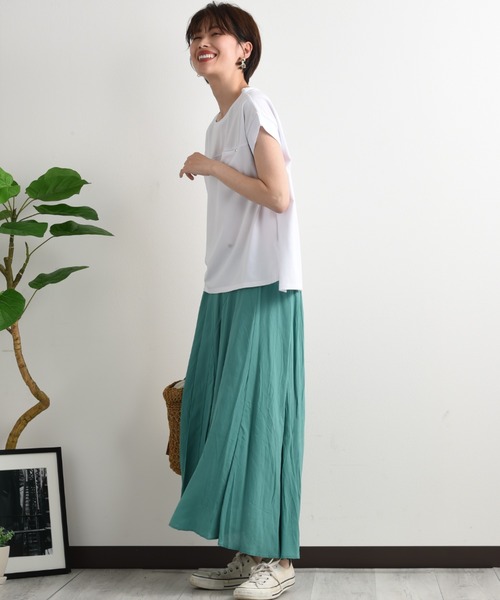 INTERPLANET(インタープラネット)の「【速乾】ドライコットンリブスリーブプルオーバー(Tシャツ/カットソー・レディース・ホワイト/ブラック/グレー・FREE)」の14枚目の写真