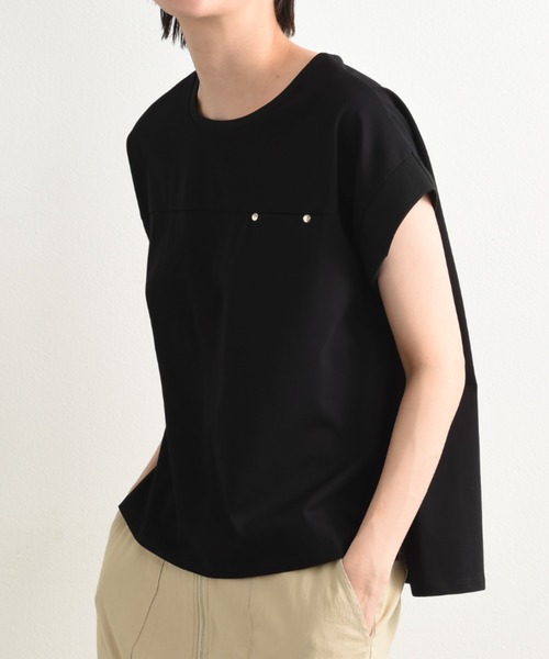 INTERPLANET(インタープラネット)の「【速乾】ドライコットンリブスリーブプルオーバー(Tシャツ/カットソー・レディース・ホワイト/ブラック/グレー・FREE)」の21枚目の写真