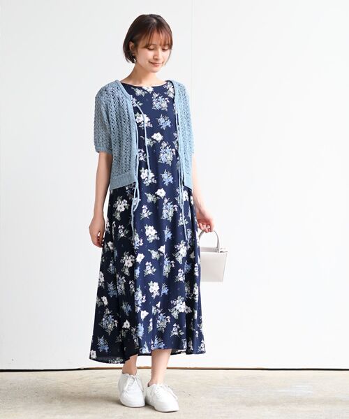 rps（アールピーエス）の「フレンチスリーブプリントワンピース（ワンピース・レディース・ブラック/ネイビー/ブラック系その他2/グレー/ブラック系その他3・フリー）」の9枚目の写真