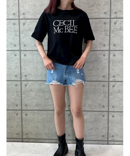 CECIL McBEE(セシルマクビー)の「リバイバルロゴTシャツ(Tシャツ/カットソー・レディース・オフホワイト/ブラック・MEDIUM)」の5枚目の写真