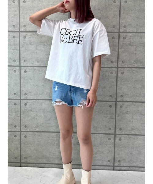CECIL McBEE(セシルマクビー)の「リバイバルロゴTシャツ(Tシャツ/カットソー・レディース・オフホワイト/ブラック・MEDIUM)」の8枚目の写真