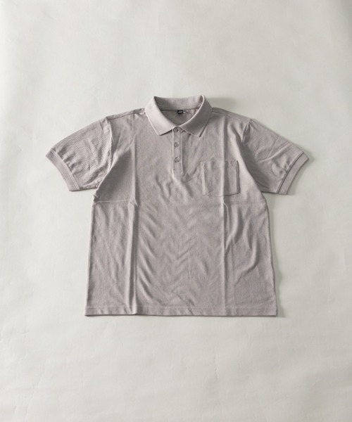 NYLAUS（ナイラス）の「レギュラーシルエット 鹿の子 胸ポケット付き ポロシャツ（ポロシャツ・メンズ・ベージュ/ブラック/ブルーグレー/ワイン/ネイビー/ホワイト/グレー・L/LL/M）」の3枚目の写真