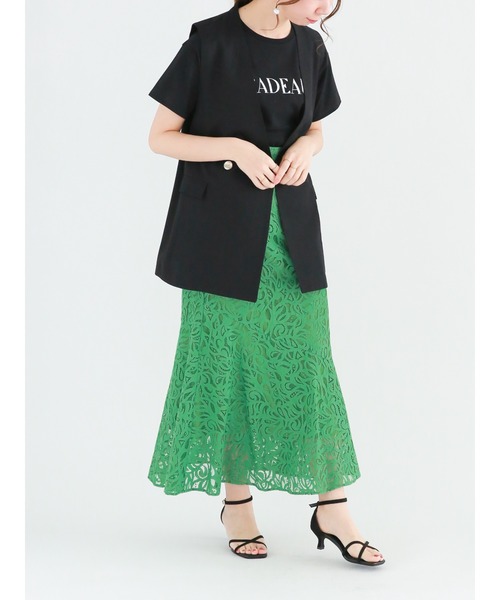 Te chichi（テチチ）の「ラッセルレースマーメイドスカート（スカート・レディース・ネイビー/グリーン/オフホワイト・ﾌﾘ-）」の8枚目の写真