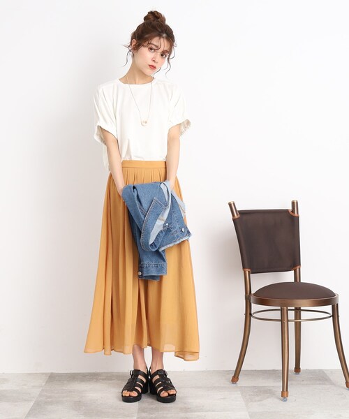 DRESKIP(ドレスキップ)の「◆【接触冷感】ヒップも二の腕もカバー 袖口ギャザードルマンTシャツ(Tシャツ/カットソー・レディース・ピンク系/オリーブ/ブラック系2/オフホワイト/ブラック/ブルー系7・00)」の8枚目の写真