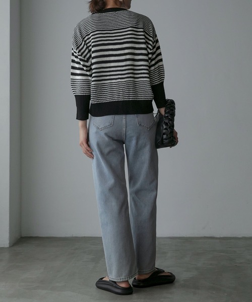 Anss.me（アンスミー）の「【Anss.me】ランダムボーダーパールボタンニットカーディガン（カーディガン/ボレロ・レディース・アイボリー/ブラック/グリーン/ブラウン/ネイビー・FREE）」の13枚目の写真