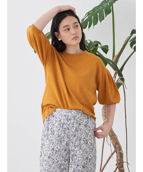 AMERICAN HOLIC（アメリカンホリック）の「ボリュームスリーブニットプルオーバー（ニット/セーター・レディース・オフホワイト/イエロー/グリーン/ネイビー・L/M）」の15枚目の写真