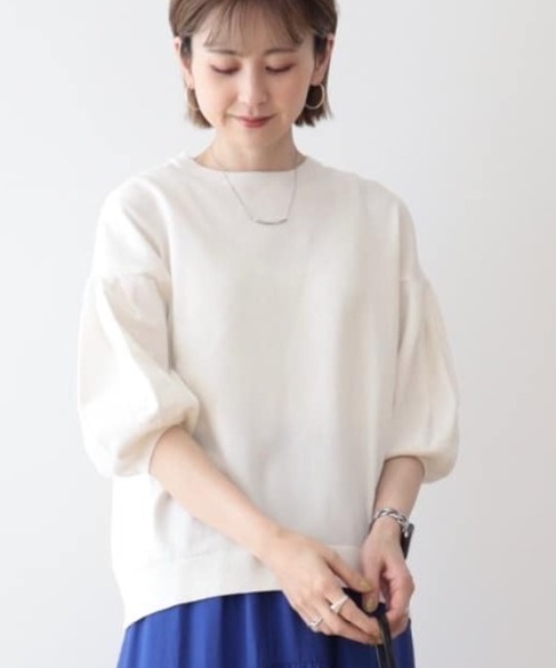 AMERICAN HOLIC（アメリカンホリック）の「ボリュームスリーブニットプルオーバー（ニット/セーター・レディース・オフホワイト/イエロー/グリーン/ネイビー・L/M）」の2枚目の写真