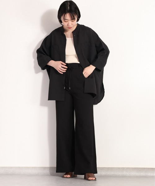 cepo（セポ）の「シアーポリサッカー ドルマンシャツ　セットアップ可能（シャツ/ブラウス・レディース・ホワイト/ブラック/オフホワイト・M）」の3枚目の写真