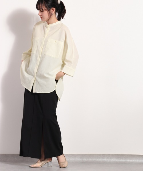 cepo（セポ）の「シアーポリサッカー ドルマンシャツ　セットアップ可能（シャツ/ブラウス・レディース・ホワイト/ブラック/オフホワイト・M）」の17枚目の写真