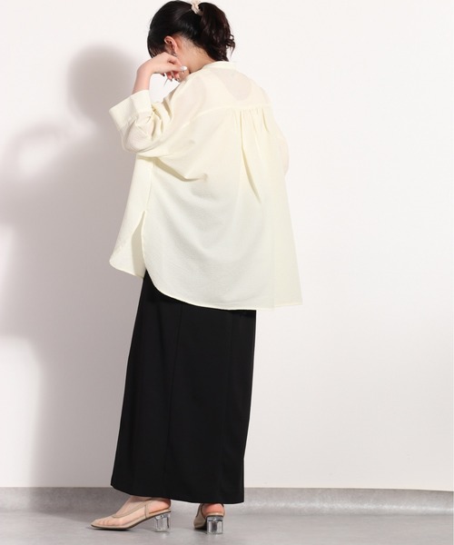 cepo（セポ）の「シアーポリサッカー ドルマンシャツ　セットアップ可能（シャツ/ブラウス・レディース・ホワイト/ブラック/オフホワイト・M）」の22枚目の写真