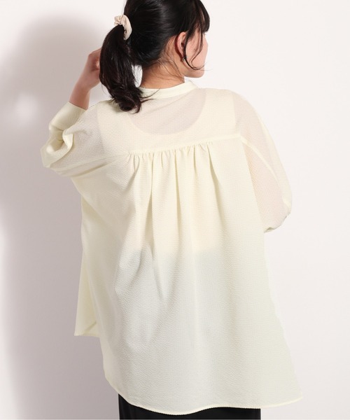 cepo（セポ）の「シアーポリサッカー ドルマンシャツ　セットアップ可能（シャツ/ブラウス・レディース・ホワイト/ブラック/オフホワイト・M）」の16枚目の写真