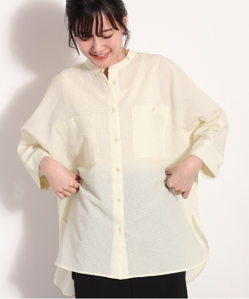 cepo（セポ）の「シアーポリサッカー ドルマンシャツ　セットアップ可能（シャツ/ブラウス・レディース・ホワイト/ブラック/オフホワイト・M）」の15枚目の写真