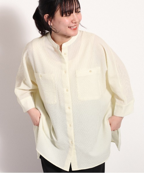 cepo（セポ）の「シアーポリサッカー ドルマンシャツ　セットアップ可能（シャツ/ブラウス・レディース・ホワイト/ブラック/オフホワイト・M）」の14枚目の写真