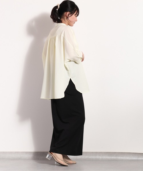 cepo（セポ）の「シアーポリサッカー ドルマンシャツ　セットアップ可能（シャツ/ブラウス・レディース・ホワイト/ブラック/オフホワイト・M）」の21枚目の写真