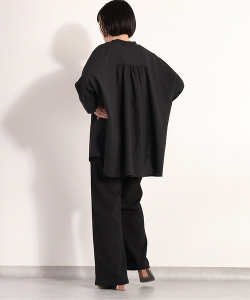 cepo（セポ）の「シアーポリサッカー ドルマンシャツ　セットアップ可能（シャツ/ブラウス・レディース・ホワイト/ブラック/オフホワイト・M）」の12枚目の写真