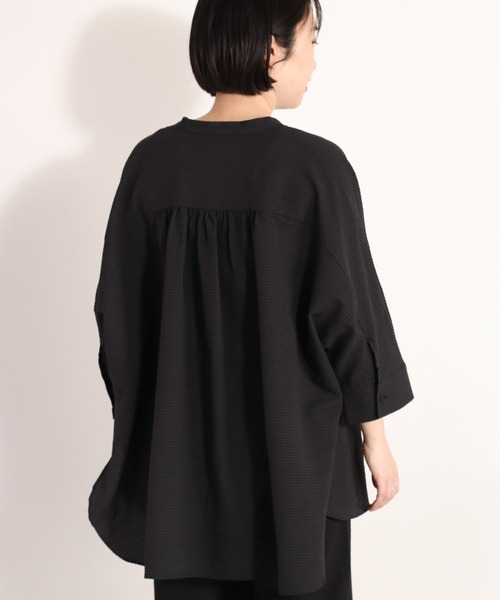 cepo（セポ）の「シアーポリサッカー ドルマンシャツ　セットアップ可能（シャツ/ブラウス・レディース・ホワイト/ブラック/オフホワイト・M）」の8枚目の写真