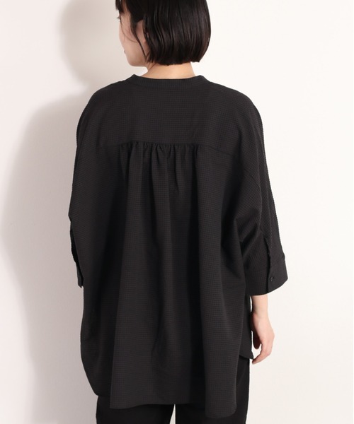 cepo（セポ）の「シアーポリサッカー ドルマンシャツ　セットアップ可能（シャツ/ブラウス・レディース・ホワイト/ブラック/オフホワイト・M）」の9枚目の写真