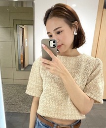 Back ribbon tweed top / バックリボンツイードトップス(ai select)