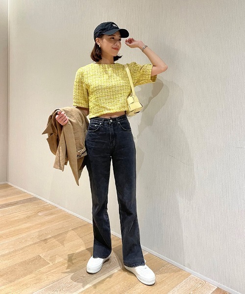 ISOOK（アイスー）の「Back ribbon tweed top / バックリボンツイードトップス(ai select)（シャツ/ブラウス・レディース・イエロー/ベージュ・FREE）」の3枚目の写真