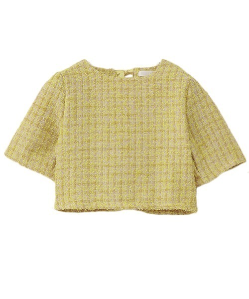 ISOOK（アイスー）の「Back ribbon tweed top / バックリボンツイードトップス(ai select)（シャツ/ブラウス・レディース・イエロー/ベージュ・FREE）」の8枚目の写真