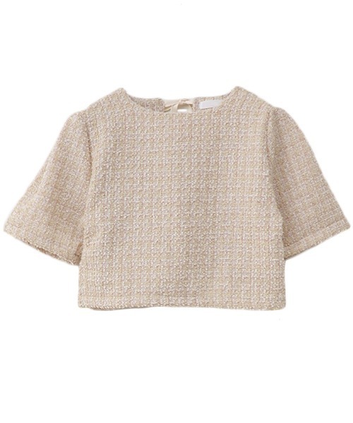 ISOOK（アイスー）の「Back ribbon tweed top / バックリボンツイードトップス(ai select)（シャツ/ブラウス・レディース・イエロー/ベージュ・FREE）」の9枚目の写真