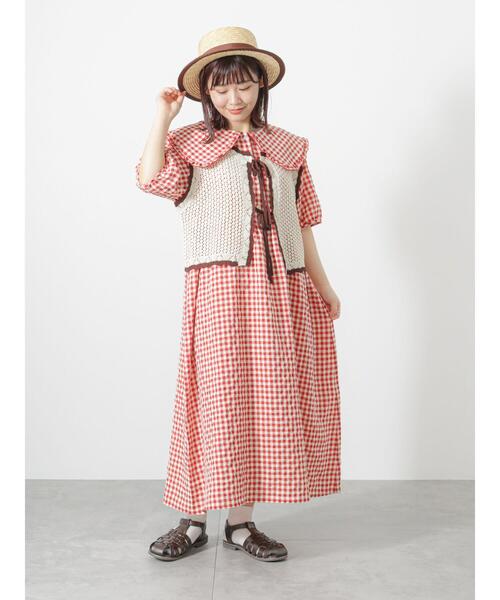 ehka sopo(エヘカソポ)の「◎ギンガムチェックビッグ襟ワンピース(ワンピース・レディース・レッド/イエロー/ブラック・F)」の22枚目の写真