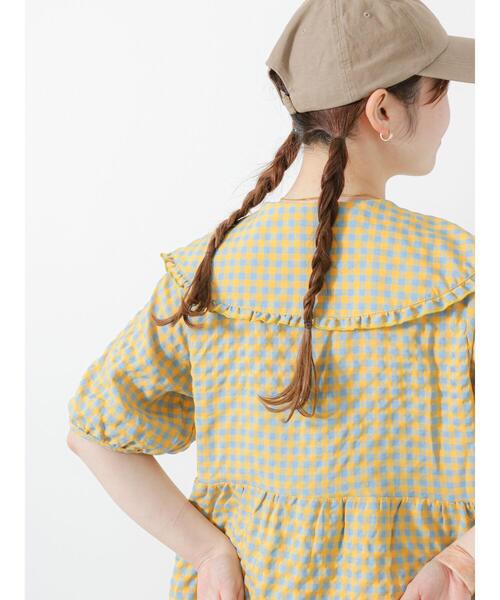 ehka sopo(エヘカソポ)の「◎ギンガムチェックビッグ襟ワンピース(ワンピース・レディース・レッド/イエロー/ブラック・F)」の8枚目の写真
