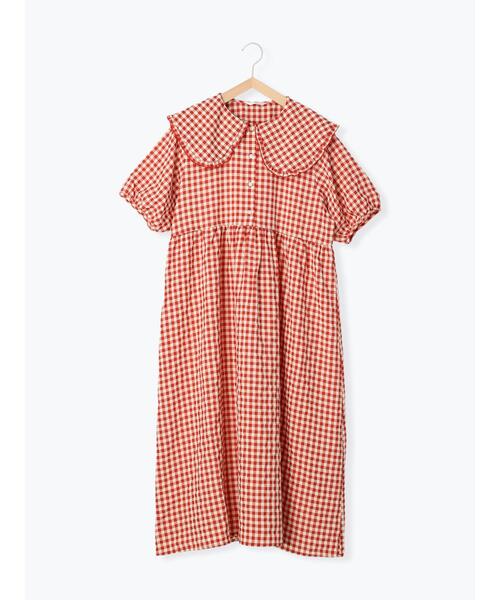 ehka sopo(エヘカソポ)の「◎ギンガムチェックビッグ襟ワンピース(ワンピース・レディース・レッド/イエロー/ブラック・F)」の13枚目の写真