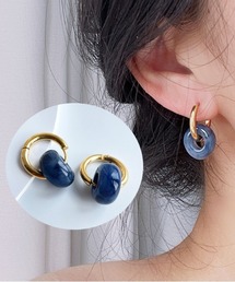 天然石風フープピアス