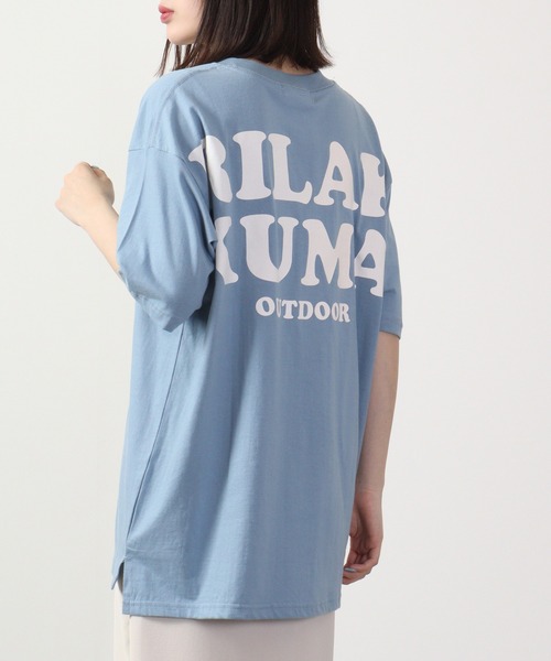 FUNALIVE(ファンアライブ)の「リラックマ ドロップショルダー Tシャツ 半袖(Tシャツ/カットソー・レディース・ブラウン/アイボリー/ブルーグレー/カーキ・M/L)」の6枚目の写真