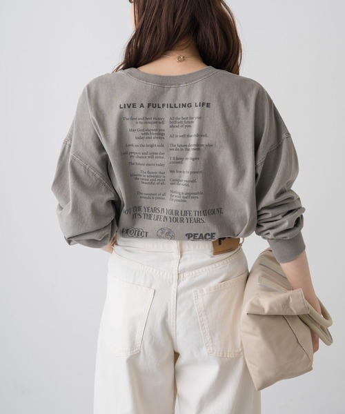 PUAL CE CIN(ピュアルセシン)の「【23AW・WEB限定】2WAYロゴプリントロングスリーブ(Tシャツ/カットソー・レディース・オレンジ/ベージュ/チャコール/オフホワイト・FREE)」の8枚目の写真