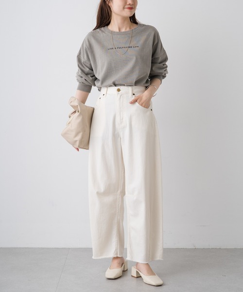 PUAL CE CIN(ピュアルセシン)の「【23AW・WEB限定】2WAYロゴプリントロングスリーブ(Tシャツ/カットソー・レディース・オレンジ/ベージュ/チャコール/オフホワイト・FREE)」の9枚目の写真
