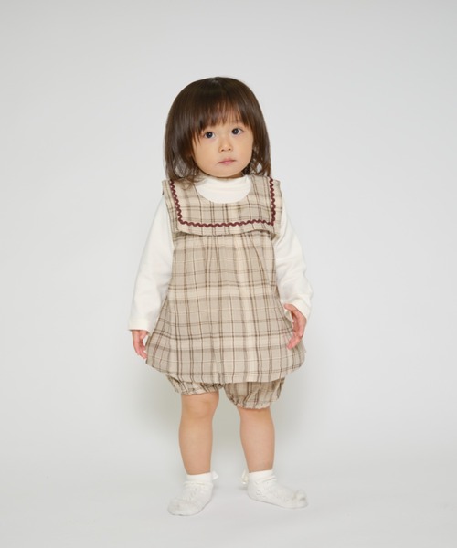 kids zoo(キッズズー)の「フリル付きチェック・無地ブルマパンツ(その他パンツ・キッズ・ベージュ/グレー/イエロー・90/80)」の7枚目の写真