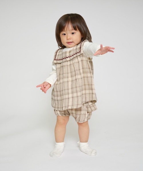 kids zoo(キッズズー)の「フリル付きチェック・無地ブルマパンツ(その他パンツ・キッズ・ベージュ/グレー/イエロー・90/80)」の5枚目の写真